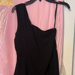 Elegant Black One-Shoulder Pant Suit